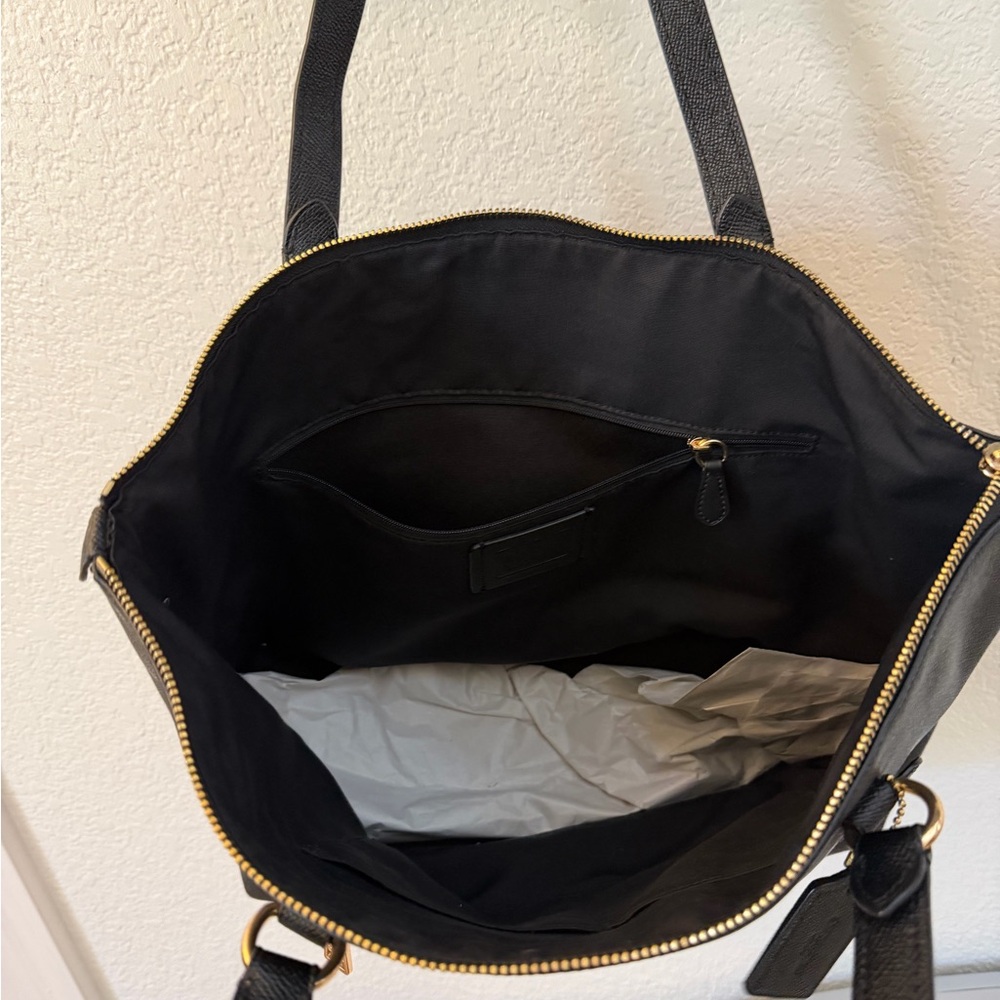 Coach Black Leather Tote with Gold Hardware - Picture 2 of 3